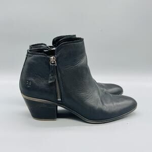 Frye Boots Womens 9.5 Black Leather Judith Ankle Booties Block Heel Zip Shoes